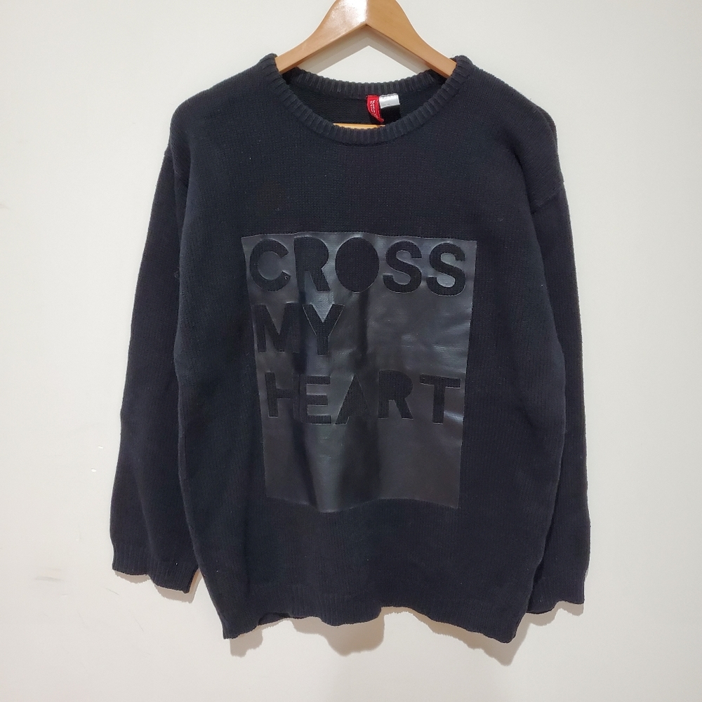 Like new H&M divided graphic black oversized sweater cozy xs